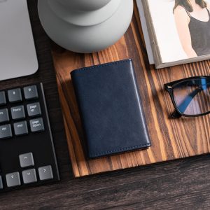 Navy Blue  - Smart Card Holder Leather Wallet